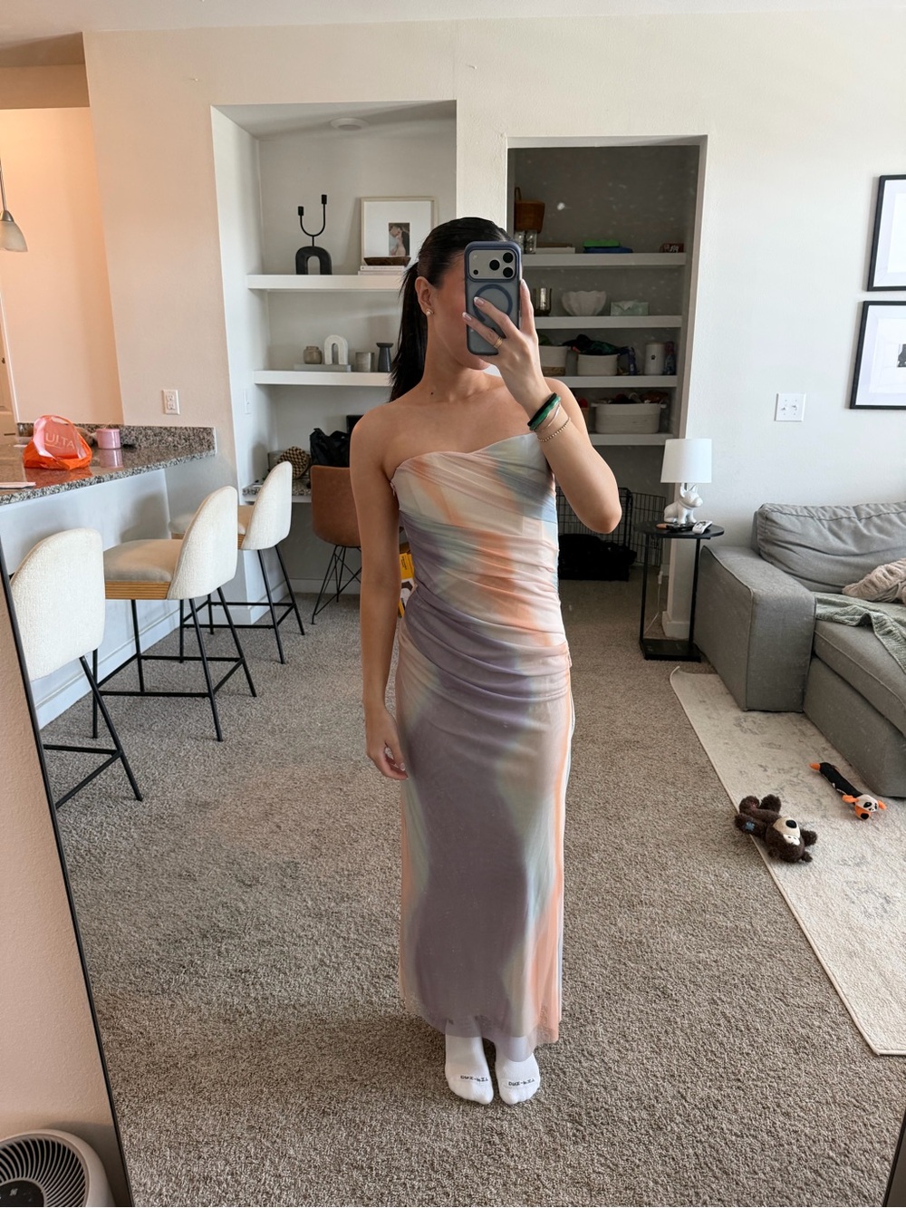 Zara Strapless Pastel Tie-Dye Midi Dress
